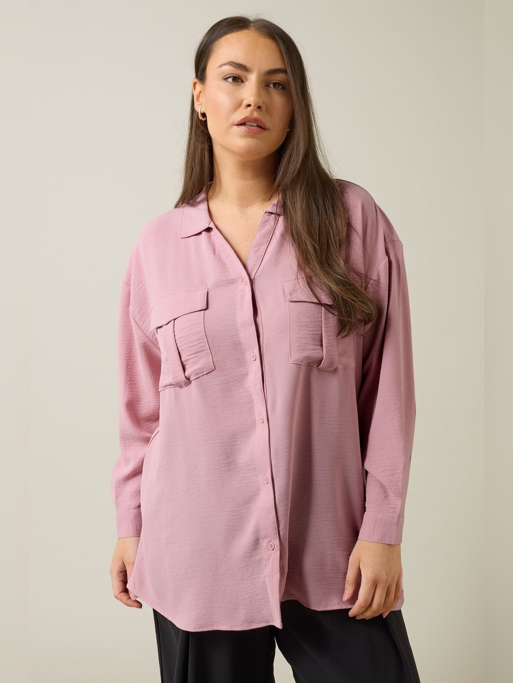 torrid Lavender Button-Front Tunic Blouse